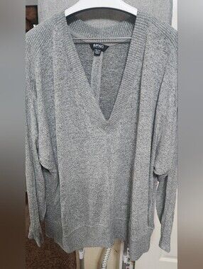 Buffalo David Britton Gray V Neck Lightweight Sweater XXL EUC